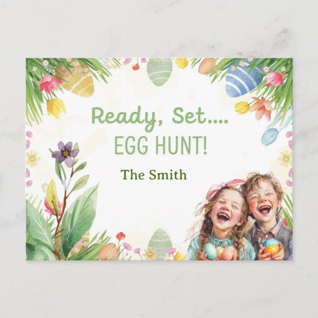 Easter egg hunting invitation  postcard (Front)