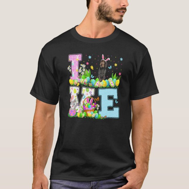 Easter Egg Hunting Love German Wirehaired Pointer  T-Shirt (Front)