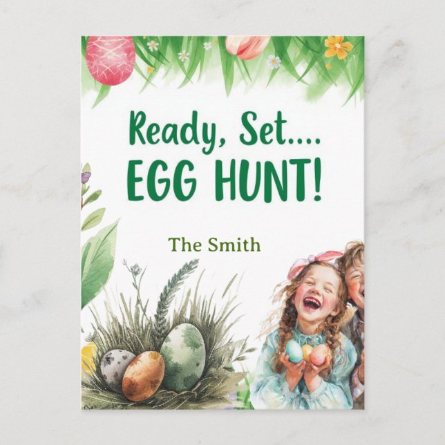 Easter egg hunting postcard (Front)
