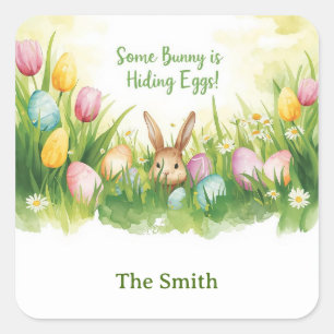 Easter egg hunting square sticker