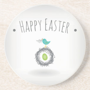 Easter Egg in Bird Nest Greeting Card Coaster