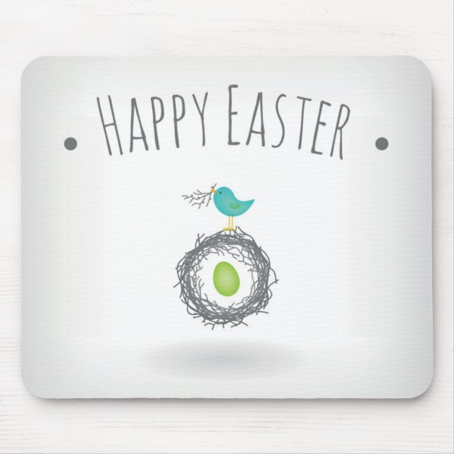 Easter Egg in Bird Nest Greeting Card Mouse Pad (Front)
