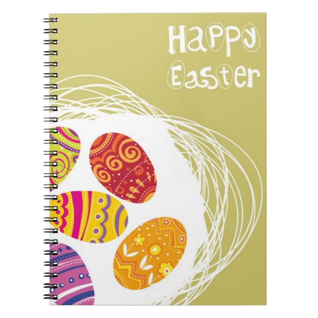 Easter Egg in Nest on Green Background Notebook (Front)