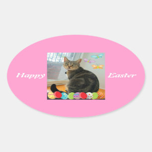 Easter Egg Indigo Oval Sticker