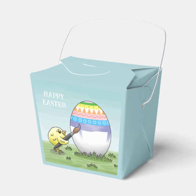 Easter egg is painted by the Yellow chick Favour Box (Front Side)