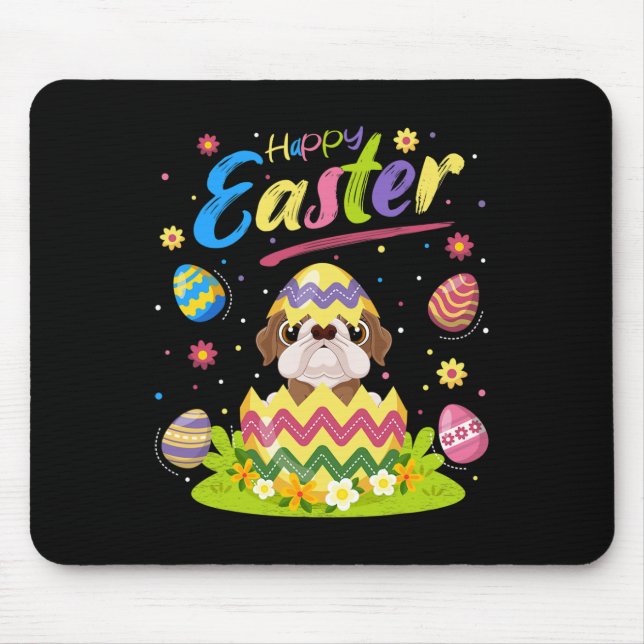 Easter Egg Lover American Bulldog Happy Easter  Mouse Pad (Front)