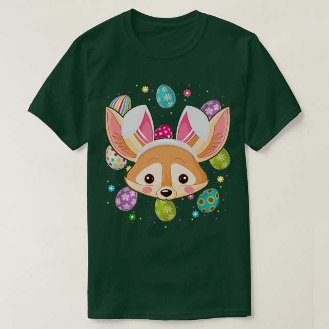 Easter Egg Lover Bunny Ear Fennec Fo Face Easter S T-Shirt (Design Front)