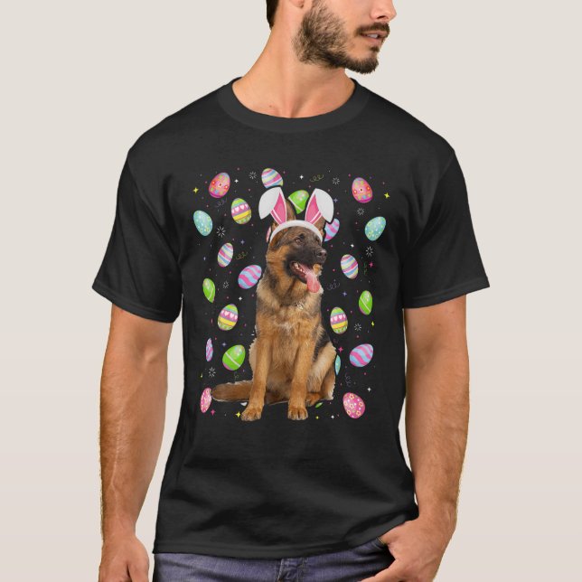 Easter Egg Lover Funny German Shepherd Dog Easter T-Shirt (Front)