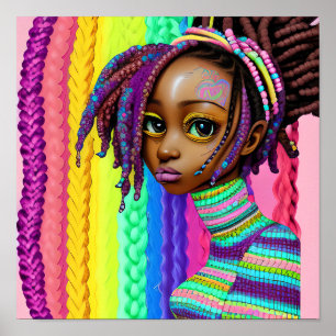 Easter Egg Melanin Black Girl Magic Spring Rainbow Poster