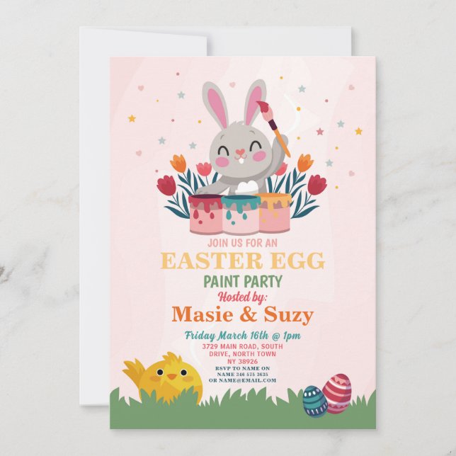 Easter Egg Paint Party Invite Decorate Eggs (Front)