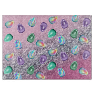 Easter Egg Pink Purple Tie Dye Glitter Glam  Cutting Board