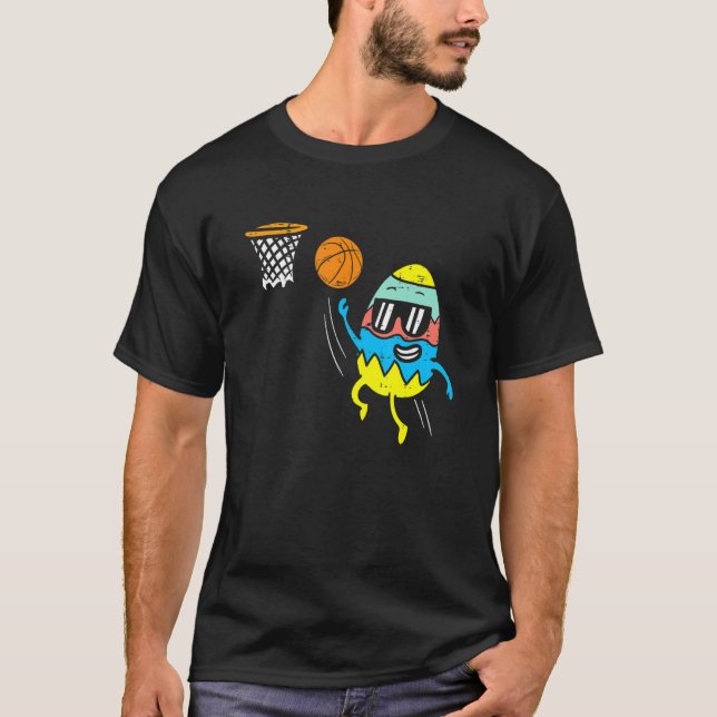 Easter Egg Playing Basketball Cute Sports Men Boys T-Shirt (Front)