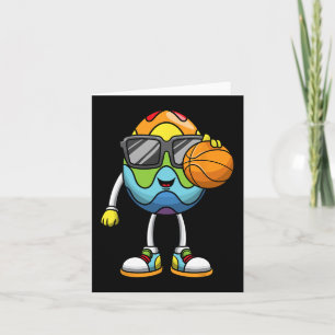 Easter Egg Playing Basketball Sports Boys Men Kids Card