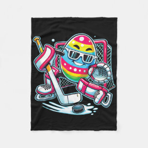 Easter Egg Playing Hockey Goalie Bunny Toddlers Ki Fleece Blanket