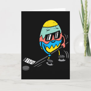 Easter Egg Playing Ice Hockey Cute Sports Men Boys Card