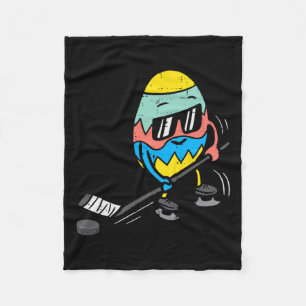 Easter Egg Playing Ice Hockey Cute Sports Men Boys Fleece Blanket