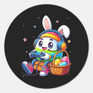 Easter Egg Playing Video Game For Gamer Boys Men T Classic Round Sticker