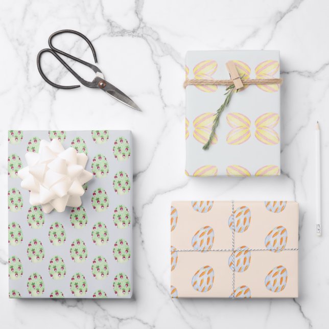Easter Egg Preppy Wrapping Paper Sheet (Front)