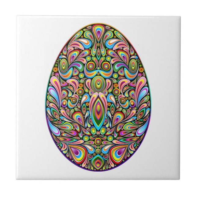 Easter Egg Psychedelic Design Kids Organic T-Shirt Ceramic Tile (Front)