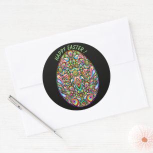 Easter Egg Psychedelic Design Kids Organic T-Shirt Classic Round Sticker