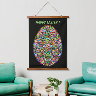 Easter Egg Psychedelic Design Kids Organic T-Shirt Hanging Tapestry