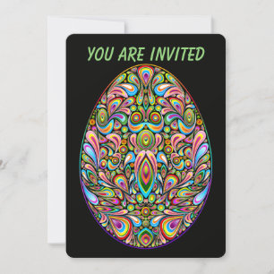 Easter Egg Psychedelic Design Kids Organic T-Shirt Invitation