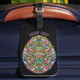 Easter Egg Psychedelic Design Kids Organic T-Shirt Luggage Tag