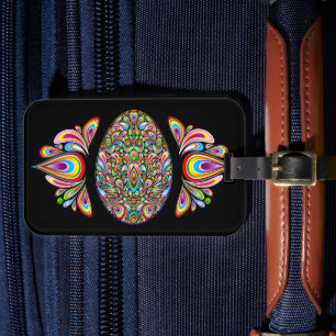 Easter Egg Psychedelic Design Kids Organic T-Shirt Luggage Tag