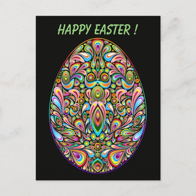 Easter Egg Psychedelic Design Kids Organic T-Shirt Postcard (Front)