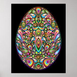 Easter Egg Psychedelic Design Kids Organic T-Shirt Poster