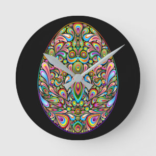 Easter Egg Psychedelic Design Kids Organic T-Shirt Round Clock
