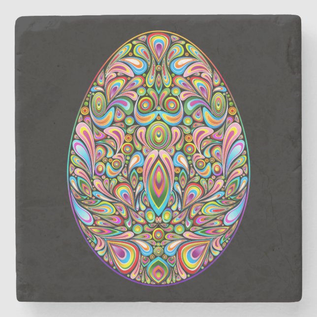 Easter Egg Psychedelic Design Kids Organic T-Shirt Stone Coaster (Front)