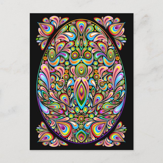 Easter Egg Psychedelic Design Postcard (Front)