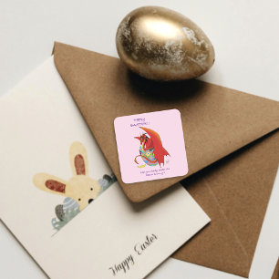 Easter Egg Red Dragon Square Sticker