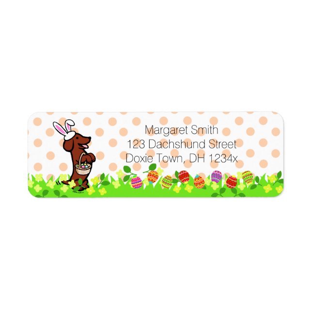 Easter Egg Red Smooth Haired Dachshund Return Address Label (Front)