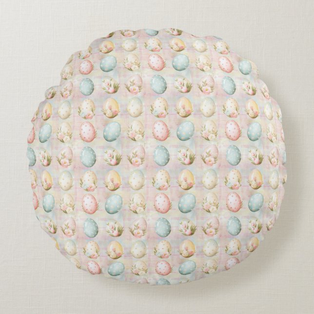 Easter Egg Seamless Fabric – Pastel  Round Cushion (Front)