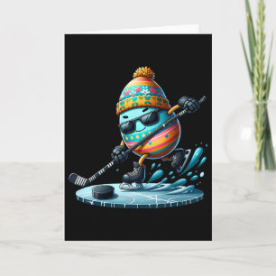 Easter Egg Showing Hockey Skills Eggs Bunny Rabbit Card