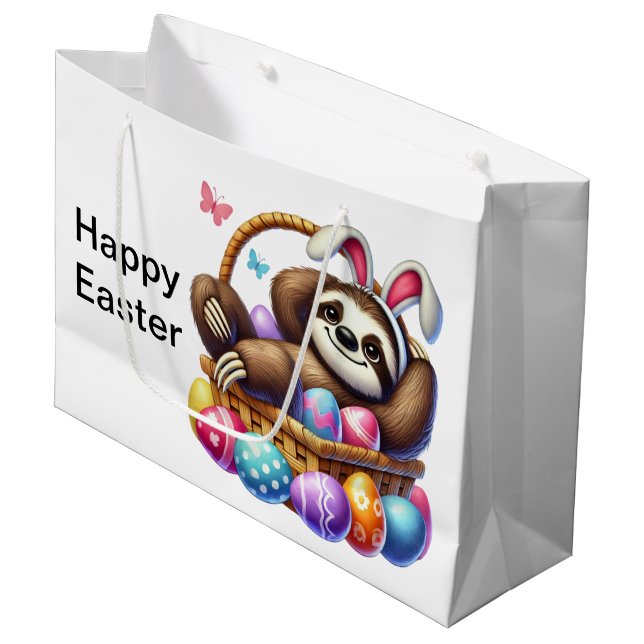 Easter Egg Sloth  Large Gift Bag (Front Angled)