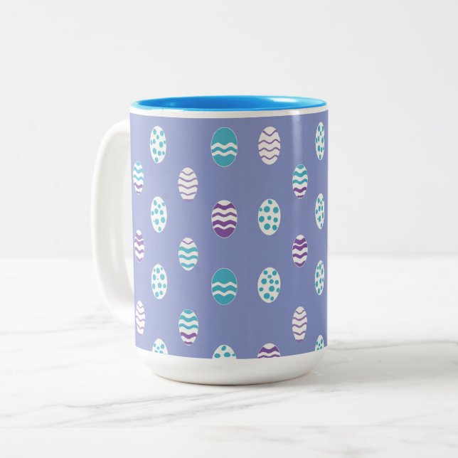 Easter egg/spring pastel Two-Tone coffee mug (Front Left)