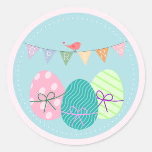 Easter Egg Springtime Lavender Blush Large Classic Round Sticker