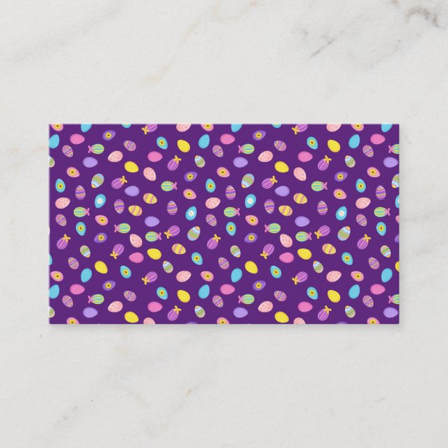 Easter Egg Style Purple Background Art Pattern Business Card (Front)