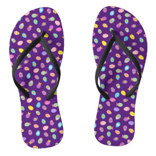 Easter Egg Style Purple Background Art Pattern Thongs