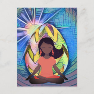 Easter Egg Sunshine and Yoga Girl Colourful Holiday Postcard