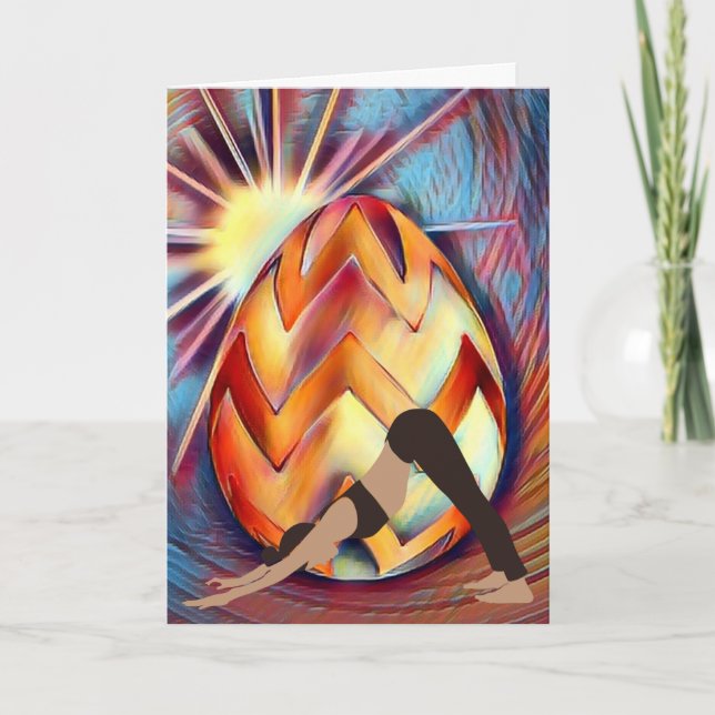 Easter Egg Sunshine, Yoga Girl Happy Birthday Card (Front)