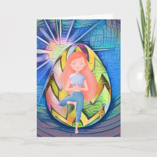 Easter Egg Sunshine, Yoga Girl Happy Birthday Card