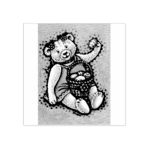 EASTER EGG TEDDY BEAR RUBBER STAMP *Custom