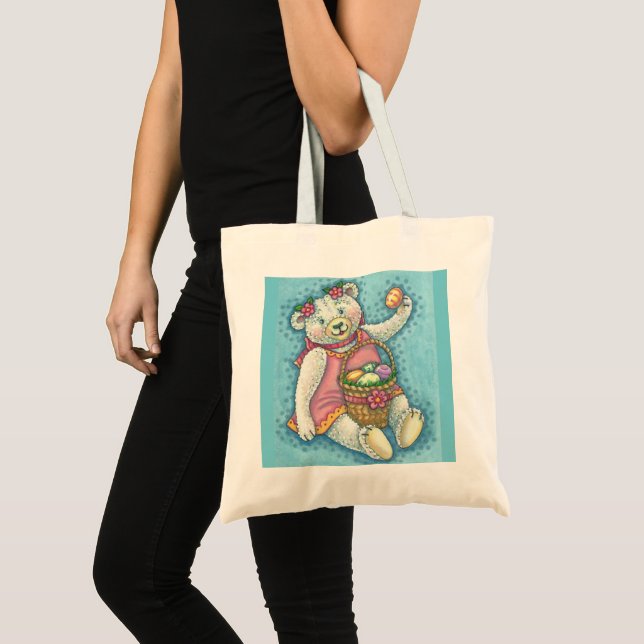 EASTER EGG TEDDY BEAR, SPRING TOTE BAG (Front (Product))