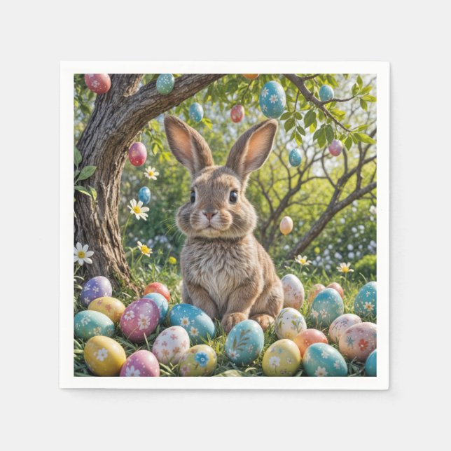 Easter Egg Tree With Bunny Napkin (Front)