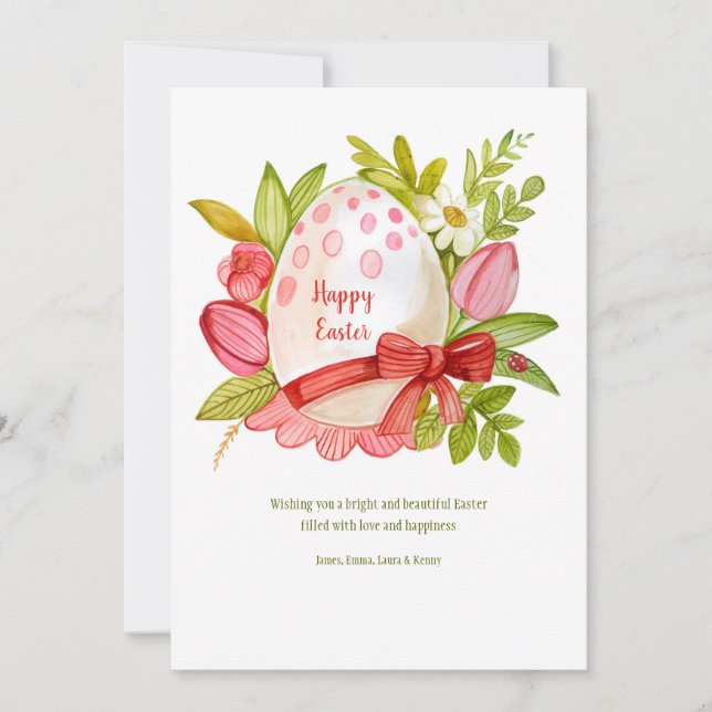 Easter Egg Watercolor Greeting Card (Front)
