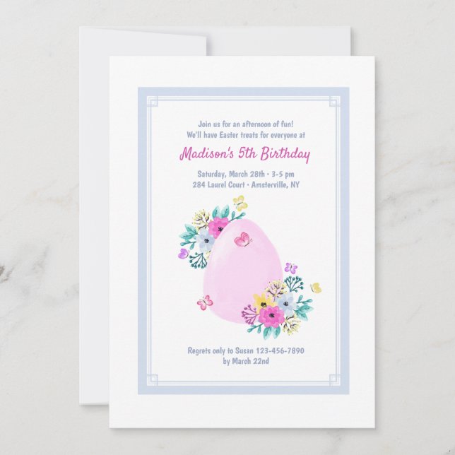 Easter Egg Watercolor Invitation (Front)